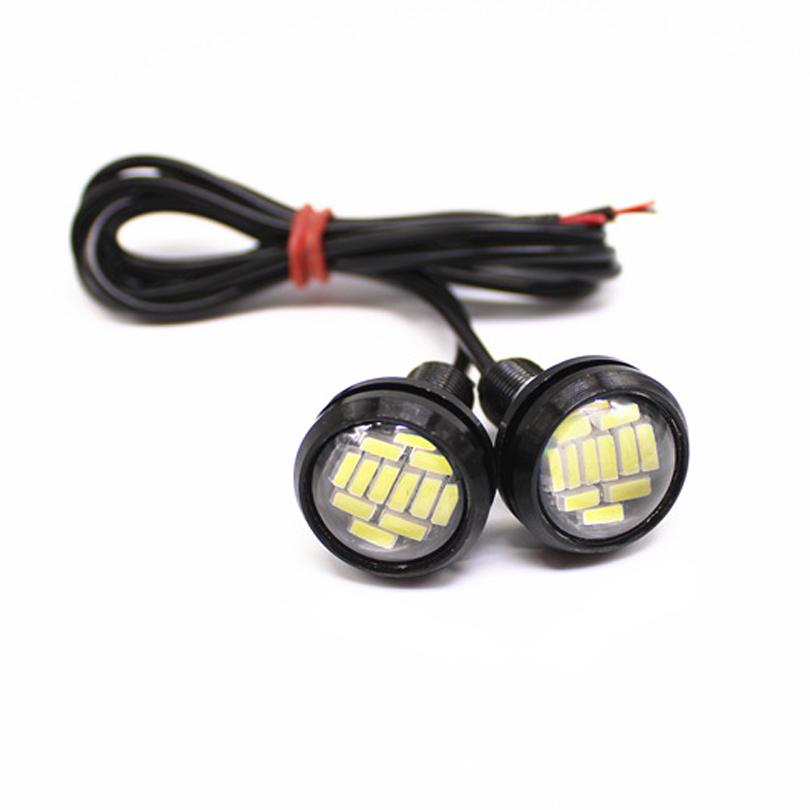2Pcs 18mm 23mm Car Eagle Eye Led 12V Flash DRL Daytime Running Lights 9W LED Backup Reversing Parking Signal Lamps AutomobilesTurn Signal 2