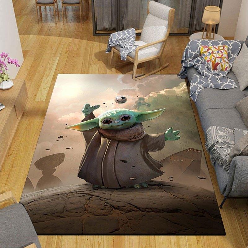 1pc Disney Star wars Yoda Pattern Carpet Area Rug Non-slip Carpet Hand Washable Floor Mat Suitable For Living Room Bedroom Home Decor Room D