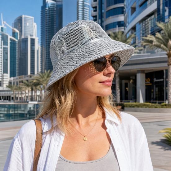 Shiny Fabric Bucket Hat, Rainproof Reflective Party Hat, Colorful Fish Scale Pattern Hat, Sun Protection Fisherman Hat for Festivals And Travel