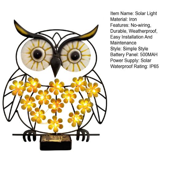 Solar Owl Light Butterfly Garden Decorative Metal Outdoor Wall Decor Waterproof IP65 Solar