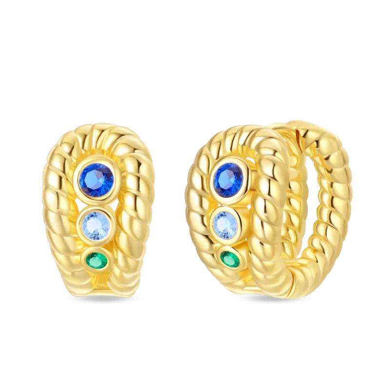 Original New In 925 Silver Gold Star And Moon Pave Colored Zircon Earrings For Women Trending Fashion Jewelry Birthday Gift