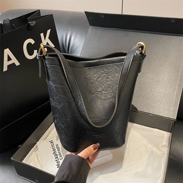 Retro Texture Bucket Bag Women's Shoulder Messenger Bag