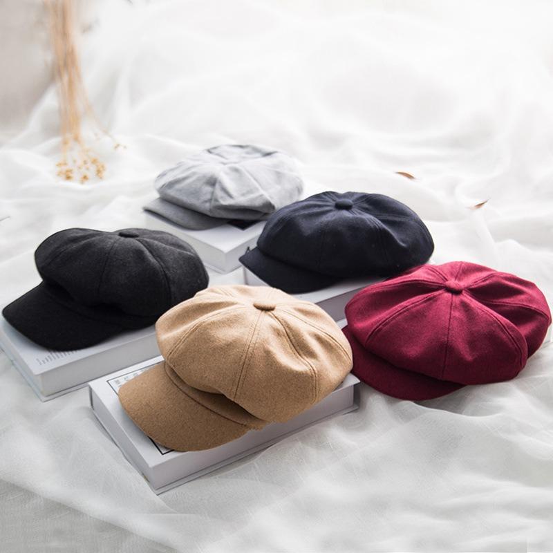 Czapka z daszkiem dziecięca jesienno-zimowa rekreacyjna niszowa osobowość retro modna brytyjska wszechstronna beret ośmiokątna czapka