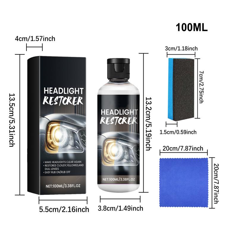 Tekutina na opravu škrábanců na čočkách světlometů 100 ml Auto leštidlo na světlomety Sada na renovaci světlometů Detailing Autokosmetika