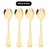 4Pcs Colorful Salad Fork Cutlery Set Dessert Fork Instant Noodle Fork Dinnerware Set Stainless Steel Tableware Kitchen Flatware
