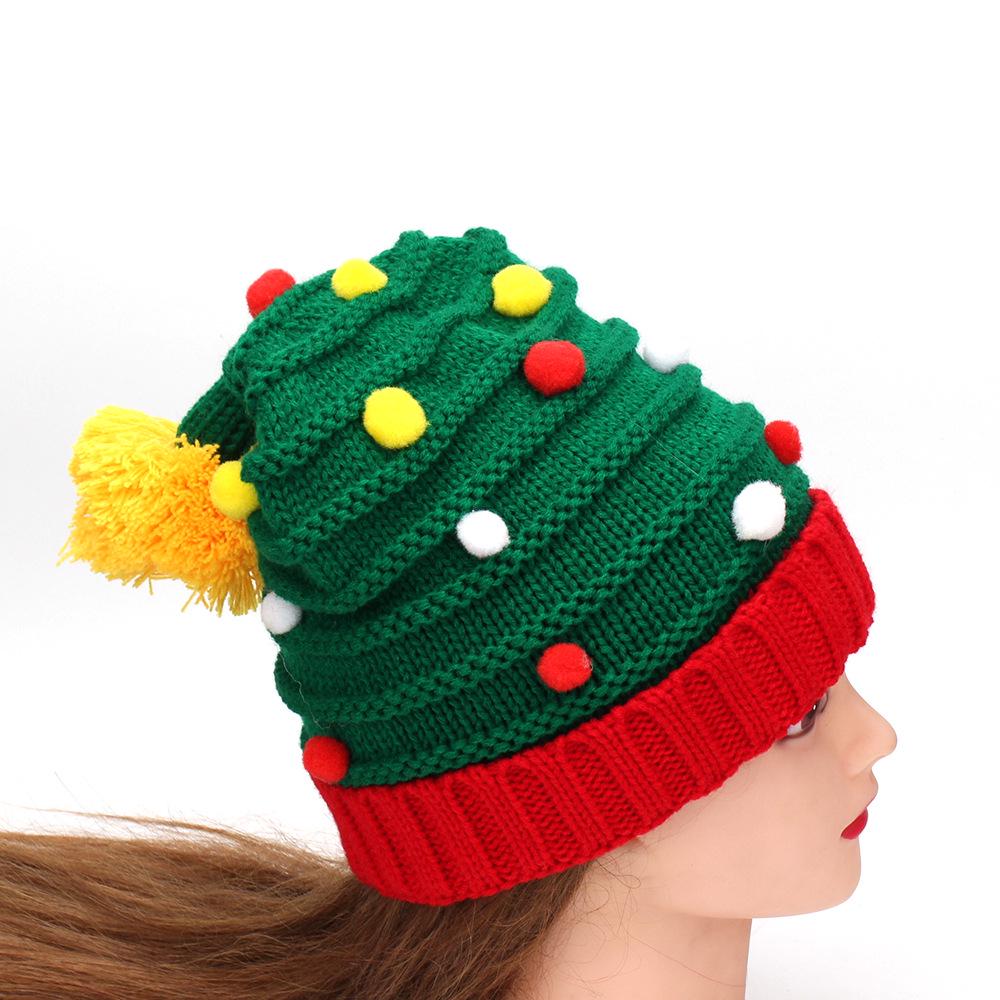 Gorro de Lã Unissex de Natal com Pom-Pom com Design de Alce e Papai Noel