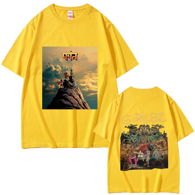 Rock Band Gorillaz The Mountain Tour 2026 Tshirt Unisex Women Vintage Soft Cotton T Shirts Male Casual Oversized Crewneck Tshirt
