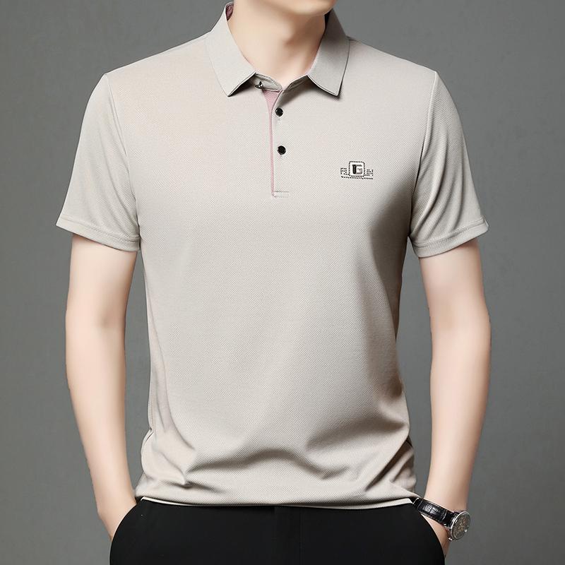 STORN New Men's Business Casual Short Sleeved Shirt with Badge Solid Color Polo Shirt Fashionable Breathable Comfortable Versatile Top