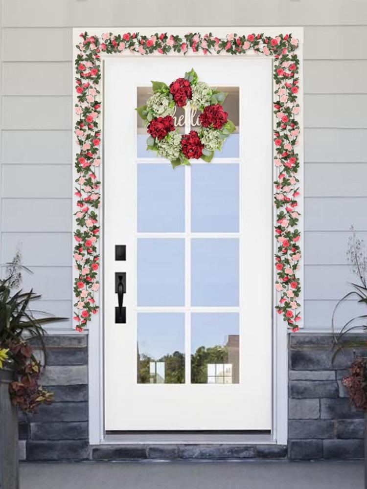 6 Pcs Flower Garland Artificial Rose Vine Flowers with Green Leaves Hanging Fake Roses Vine for Room Anniversary Wedding Birthday Christmas Arch Decor