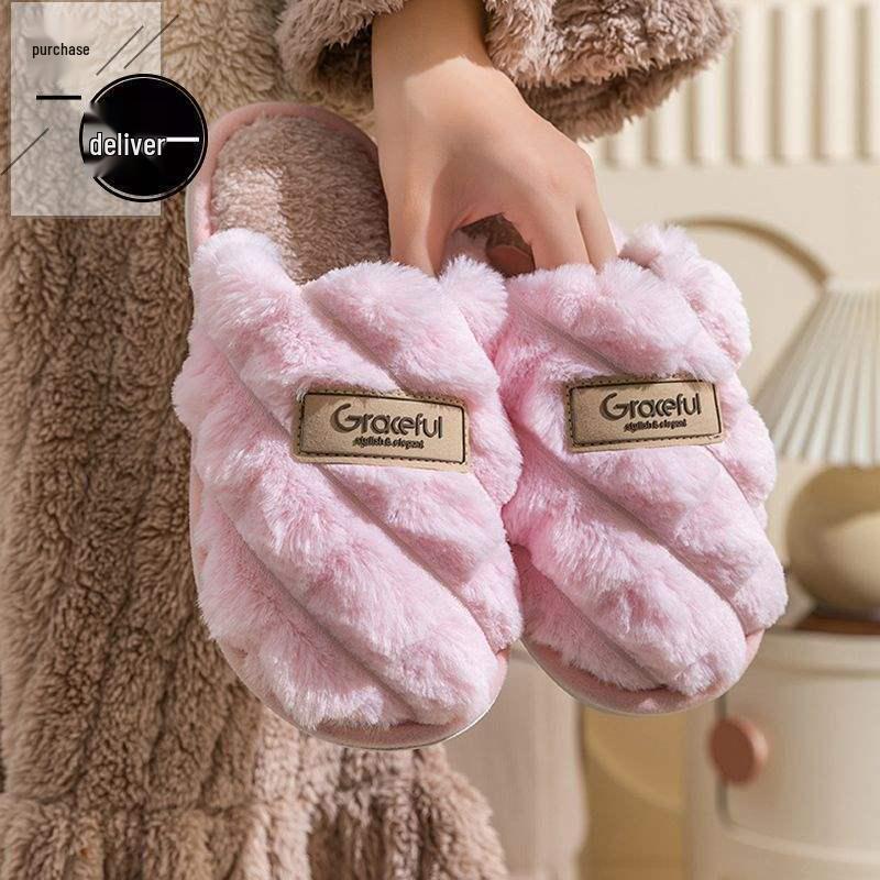 Trendy Cotton Non-Slip Indoor Slippers for Women & Couples, Perfect for Autumn and Winter