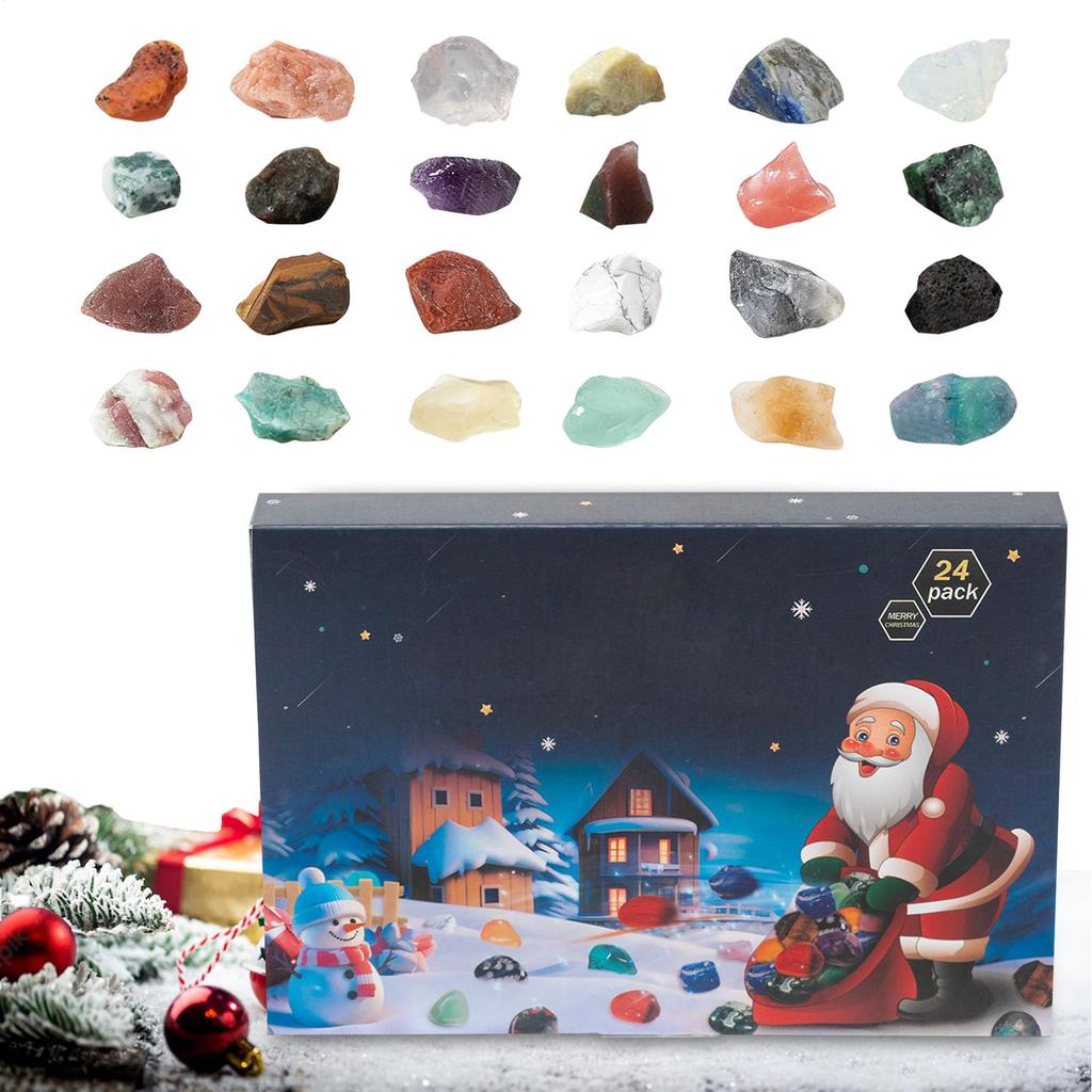 2025 Crystal Christmas Countdown Calendar 24 Days Countdown Christmas Calendar Advent 24 Grid Crystal Stone Children's Gifts