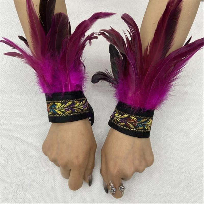 Ethnic Wrist Cuffs Vintage Women Men Cosplay Costume Accessory Feather Wristband Feather Wristband Vintage Bracelet