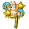 6 Stück Familie Bluey Aluminiumballon Cartoon Bingo Aktivität Spielzeug Blau Gold Stern Ballon Dekoration Sammlung Geburtsdatum Feier Babyparty Zubehör