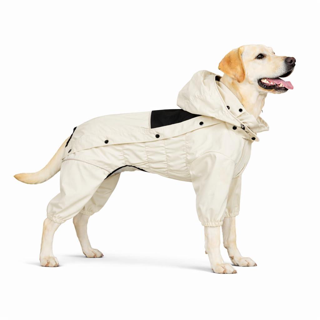 Waterproof dog raincoat with removable hood Outdoor full-body dog jacket Windproof and snow-proof all-season jacket