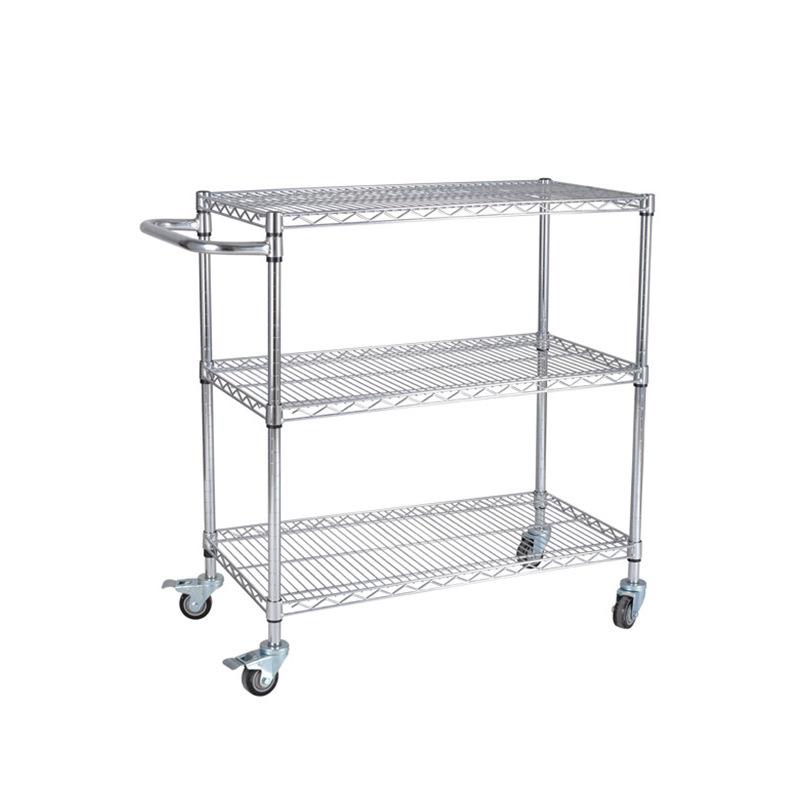 Customized Anti-Static Three-Tier Chrome Wire Mesh Workshop Cart with Wheels