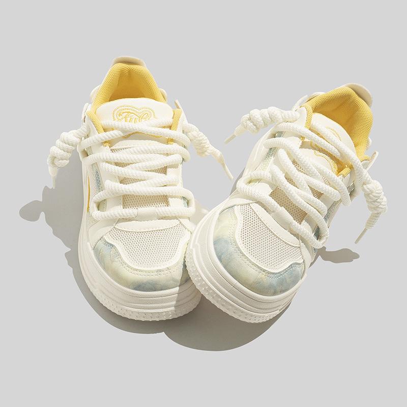 Mesh little white shoes breathable board shoes thick sole round head student casual shoes single shoes
