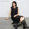 Qianwen Lace Mesh Hollow Dress - 2025 Autumn Collection