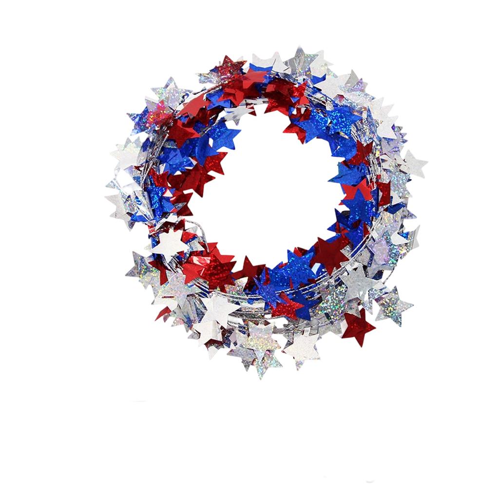 American Independence Day Decoration Star Party Colored Bar Iron Wire Red Blue Pentagram Flower