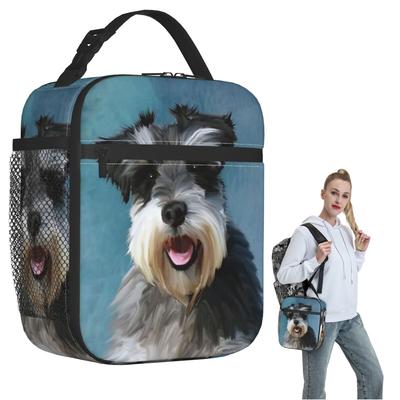 Miniature Schnauzer Dog Water Color Art Painting Insulated Lunch Bag for Women Children Food Boxes Thermal Lunch Box Tote