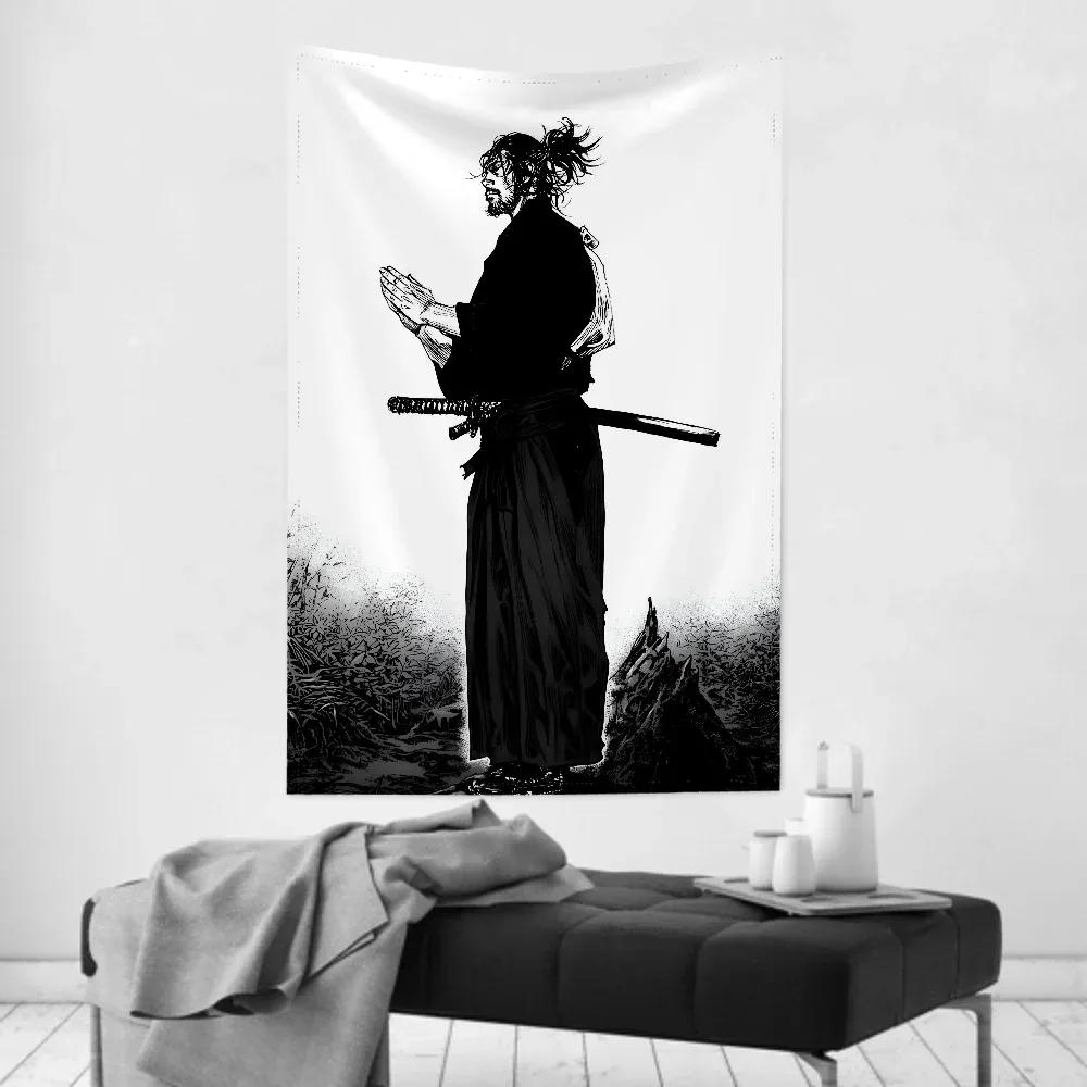 1pc Vintage Anime MMiyamoto MMusashi Vagabond Bushido Warrior Tapestry Wall Cloth Party Hanging Background Baby Room