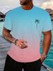 Hawaii Strandmuster 3D Gedrucktes T-Shirt Sommer Outdoor Lässig Täglich Kurzarm Oberteil Herren Mode Trend Personalisiert Rundhals Kleidung