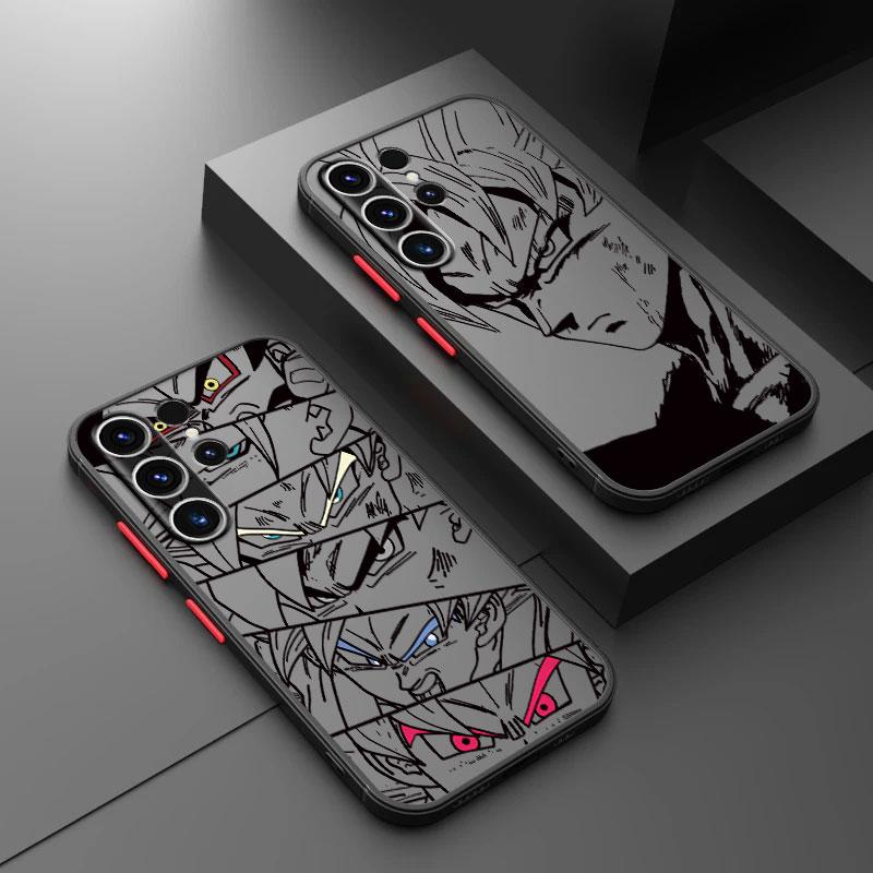 Phone Case for Samsung Galaxy S22 Plus S24 S25 S21 S23 Ultra S20 S21 FE S10 S9 Note 20 10 Black Edge Shell Goku Dragon Ball