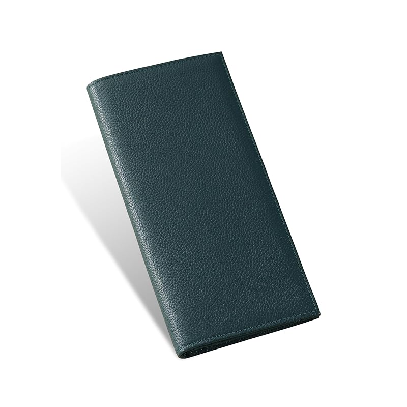 

[Business Leather Factory] Long wallet (with coin purse) Water repellent original leather cow leather unisex thin 16 pockets YKK zipper (teal blue)
