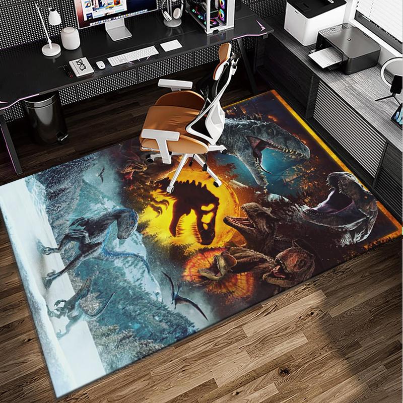 Dinosaur Moonlit Adventure Office Rug Chair Mat, Game Carpet, Suitable for Front Door, Bedroom, Living Room, Desk, Holiday Gift