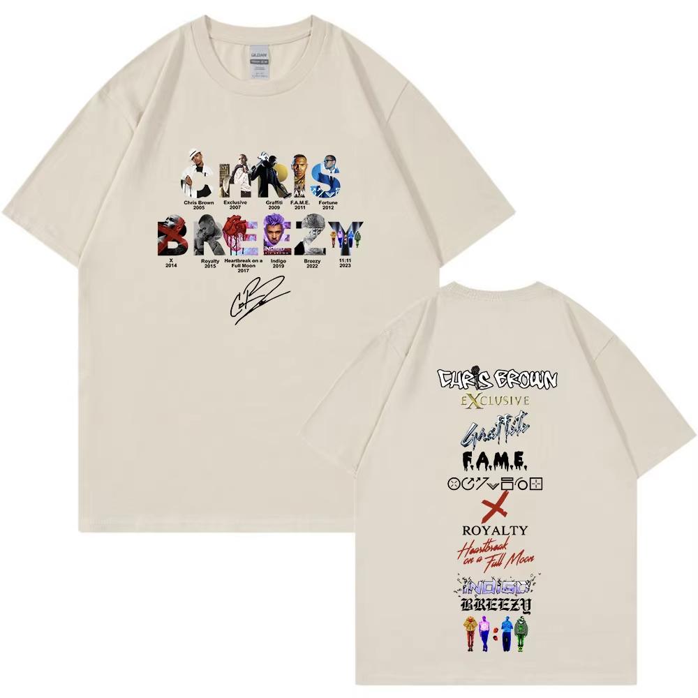 Rapper Chris Brown Breezy Tshirt 1111 Tour 2026 TShirt Men Women Harajuku ONeck Short Sleeve Top Fans Gift Streetwear