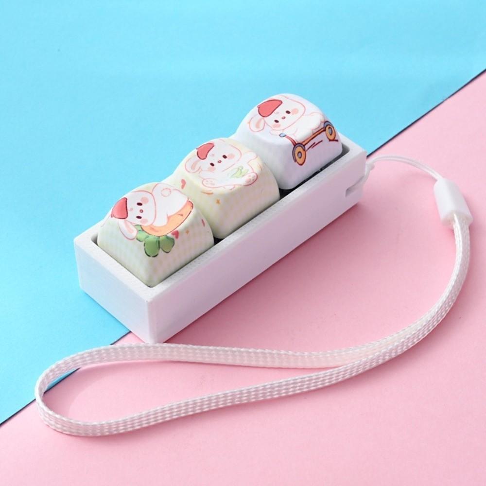 Cartoon Cat Keycap Fidget Keychain 3 Keys Finger Press Keycap Keychain  Calming