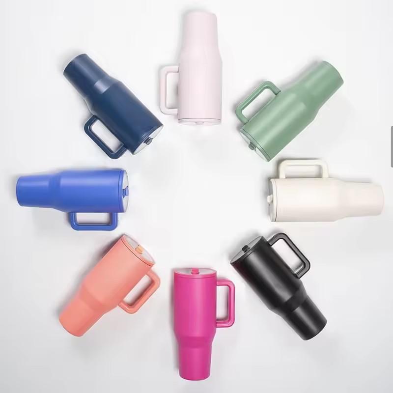 40 Oz Insulated Tumbler with Handle Straw Double Wall Vacuum Leakproof Thermal Iced Travel Mug Hot Drink Coffee Cup with Lid