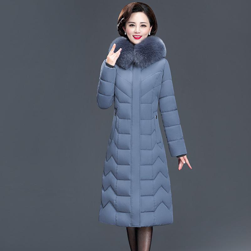 Middle-aged and Elderly Mid-length Down Cotton Jacket Women's Winter Slim Slimming All-match Jacket