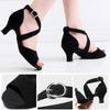 Fashion Women's Ball Party Latin Tango Chacha Waltz Closed Toe Leather High Heel Dance Shoes Heel Height 5CM