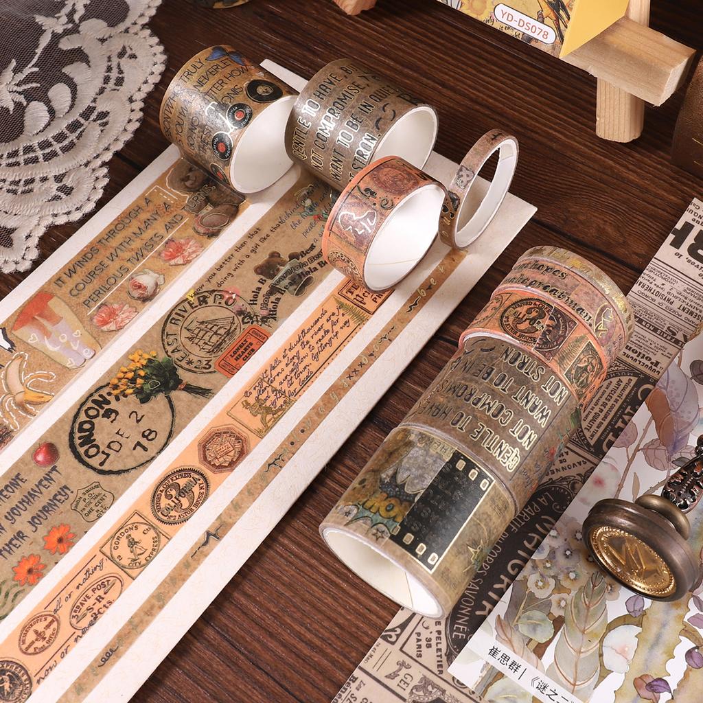 10 Rolls Vintage Series Washi Tape Set Handmade Scrapbooking Supplies Masking Decorative Tape DIY Journal Materials for Students