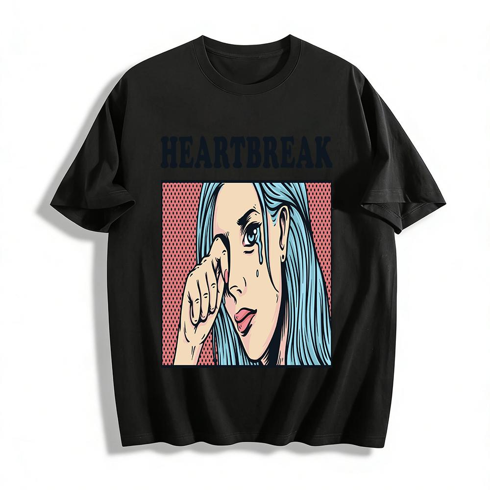 

Heartbreak Pop Art Print Short Sleeve T-Shirt Pure cotton T-shirt 6XL