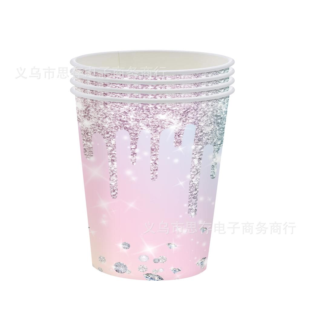 Diamond Colored Birthday Tableware Set Disposable Tablecloth Paper Plate Paper Cup Paper Towel Party Supplies Colored Diamonds