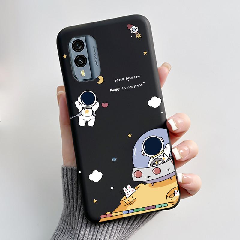 Casing For Nokia X30 5G Case Aesthetic Fashion Cute Cat Astronaut Cartoon Black Silicone Soft Shockproof Phone Case Back Cover