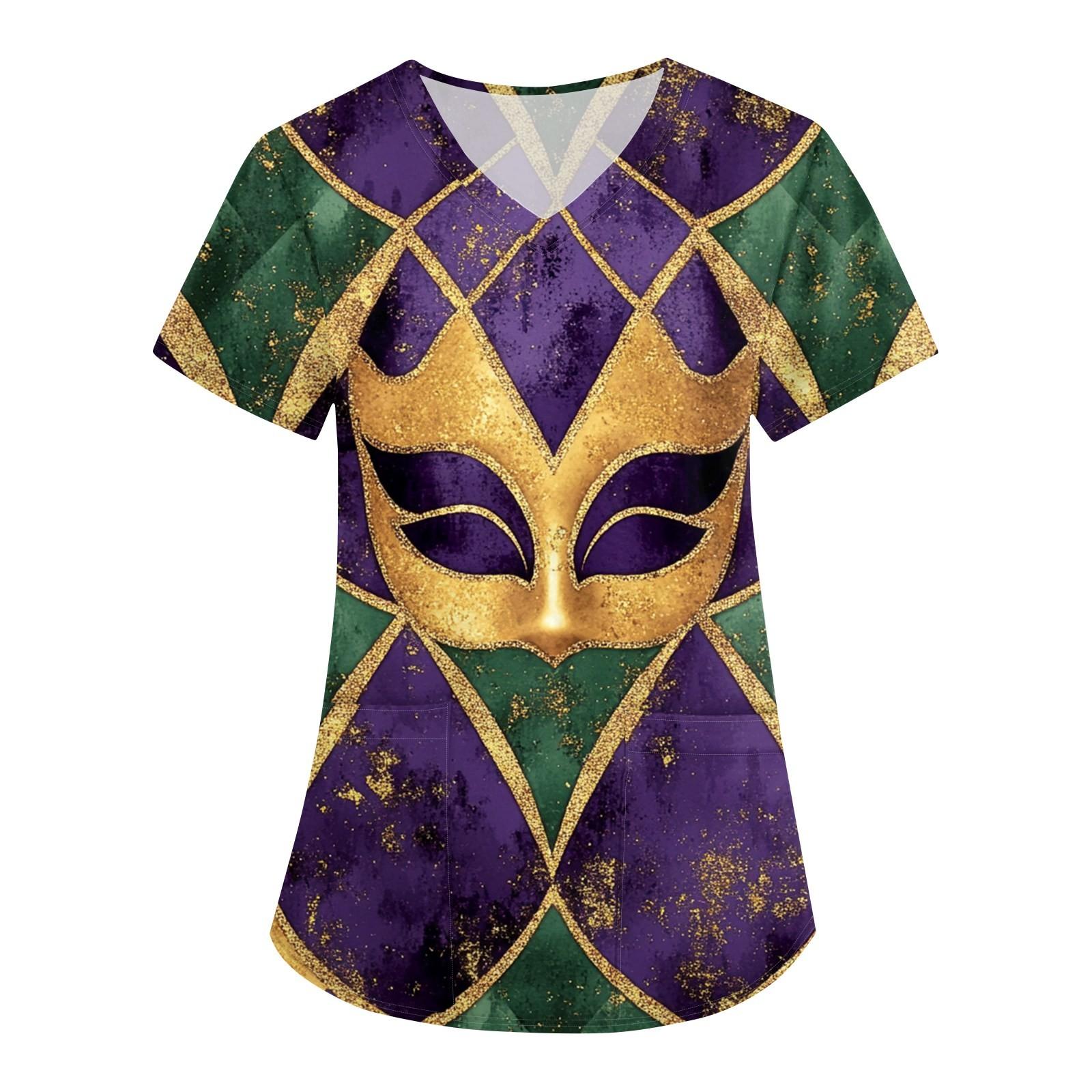 

Женская мода V-образный вырез с короткими рукавами рабочая одежда с карманами карнавальный принт верхняя одежда по уходу XXXL оранжевый