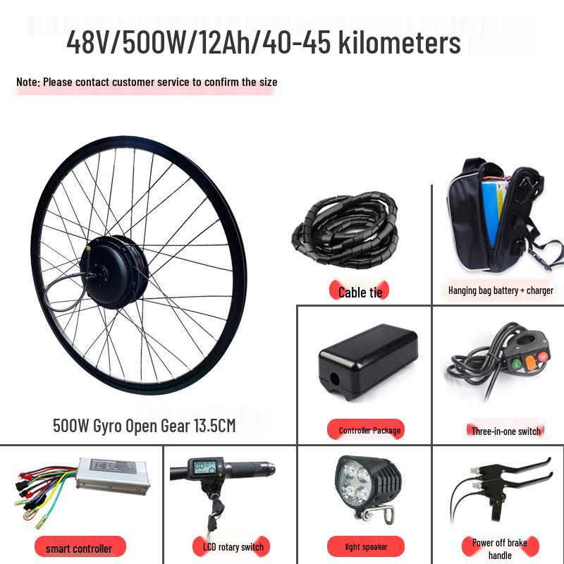 48V Electric Pedal Assist Mountain Bike Conversion Kit, 500W/750W Rear Drive, High-Speed Climbing Motor