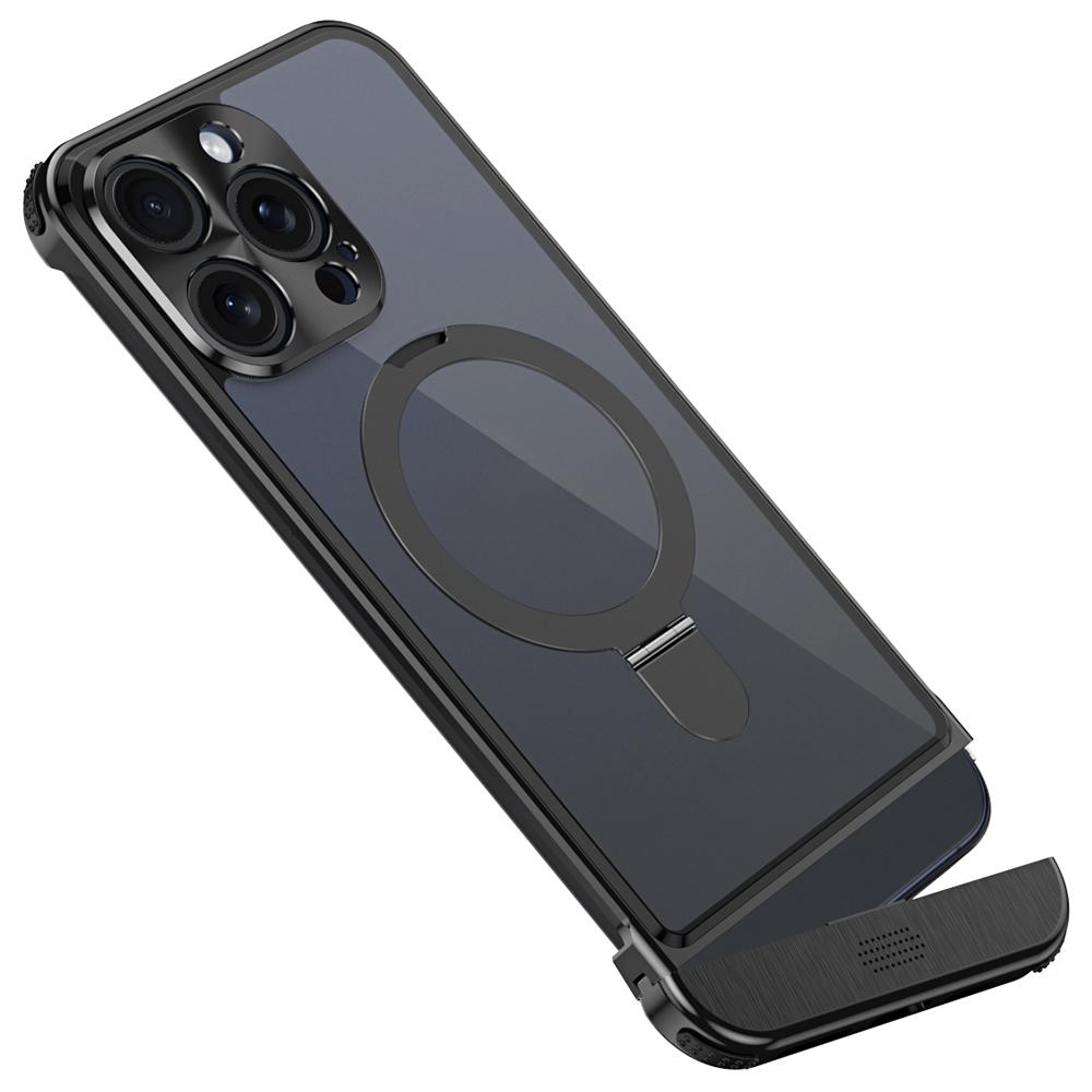 For iPhone 14 Pro Max Magnetic Case Aromatherapy Acrylic+Aluminum Alloy Kickstand Cover