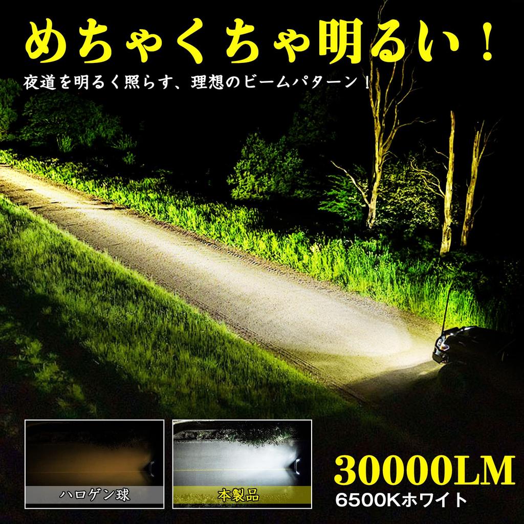 Perrace H4 LED Headlight, Hi/lo Switch, LED H4, 6500k, Car, 30,000 LM Cooling