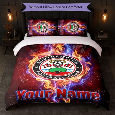 Southampton FC Gepersonaliseerde Naam Tekst Beddengoed Set 1 Dekbedovertrek+2 Kussenslopen Voetbal Logo Gepersonaliseerd Cadeau Voor Speciale Gelegenheid Slaapkamer Decoratie