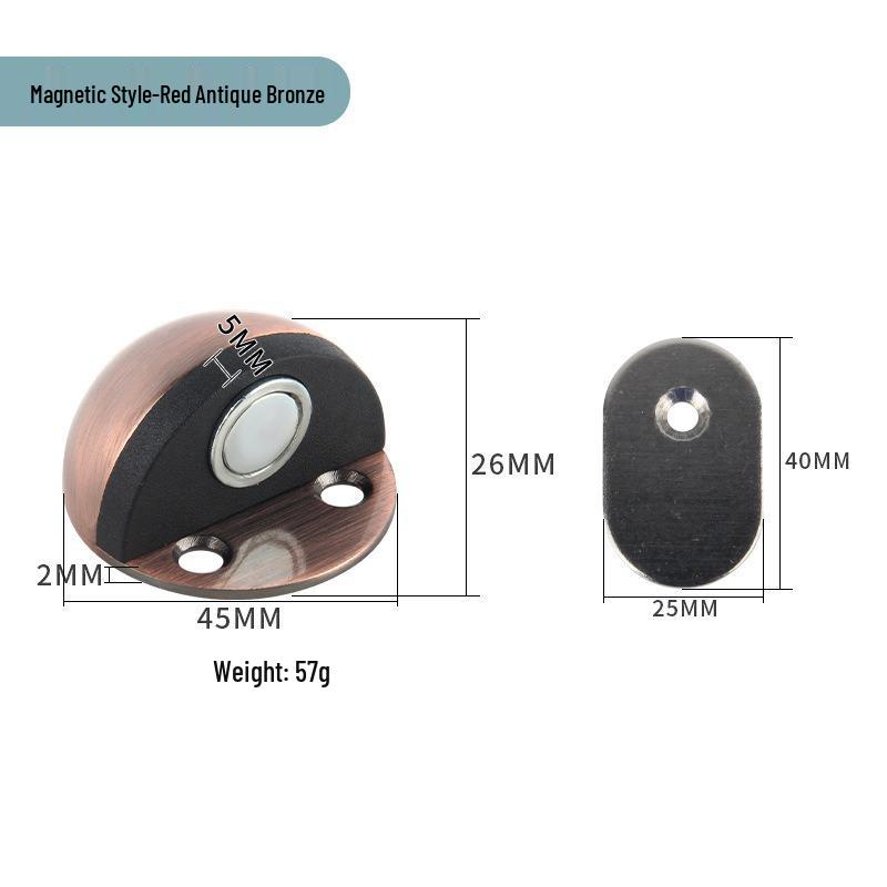 Stainless Steel Magnetic Door Stopper - Punch-Free, Anti-Collision, Rubber Top Limiter
