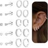 10 Paar Gold-Creolen für Damen | 14K Goldplattierte Stecker-Creolen, Flache Rückseite, Knorpel-Ohrring-Stacks, Mehrfachpiercing, Hypoallergen