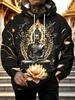 Męska bluza z kapturem o regularnym kroju z kieszenią typu kangur i regulowanymi sznurkami, idealny casualowy prezent na jesień i zimę, streetwear