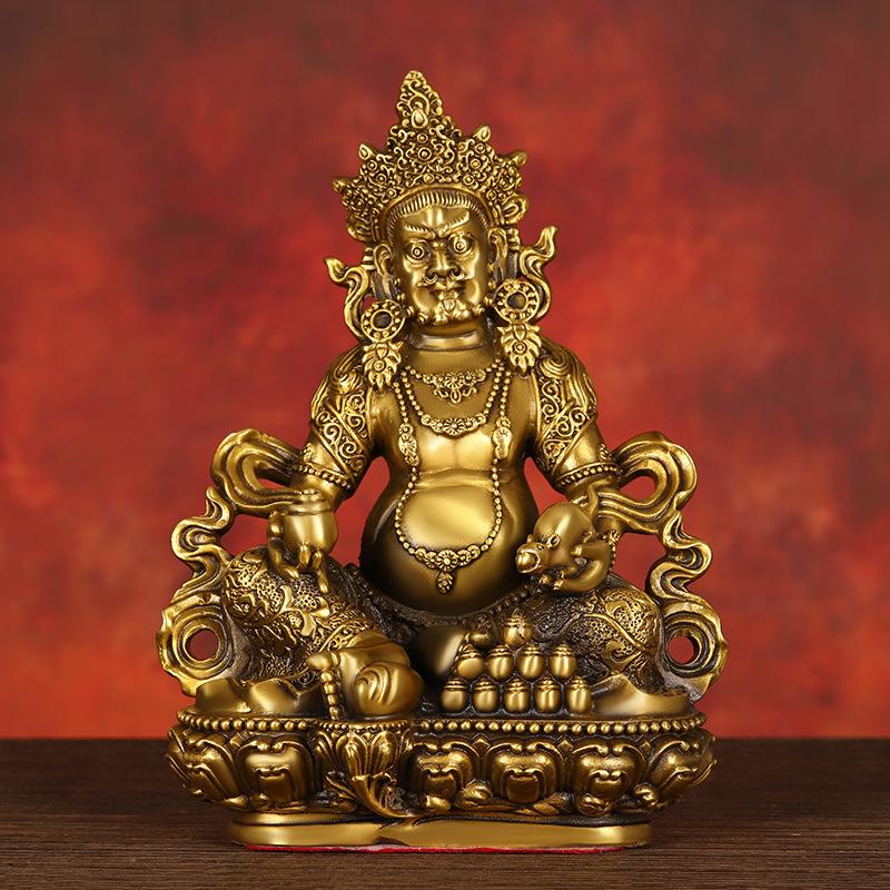 Žlutá Sochy Plná Měď Buddha Jedoucí na Drakovi Bílá Černý Bůh Bohatství Domácí Pracovna Sh