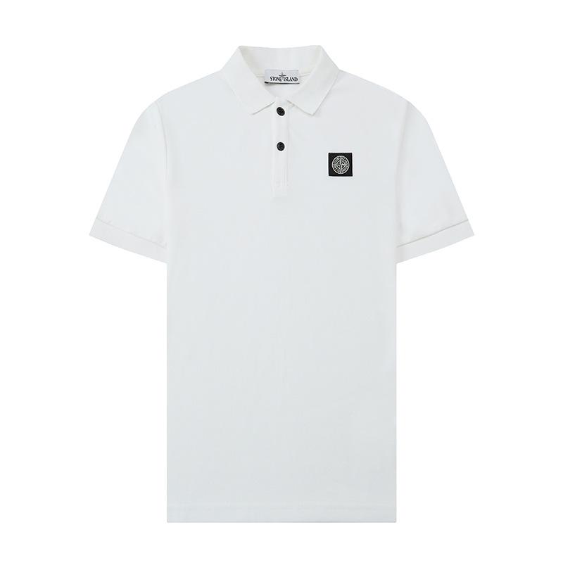 New Summer STONE Streetwear Unisex Embroidered Logo Polo T-shirt - Loose Fit, Short Sleeve, Cotton