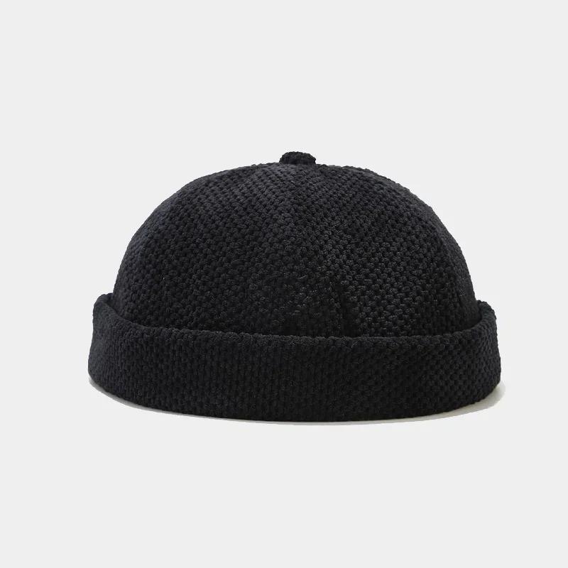 2024 Men Women Retro Dome Melon Brimless Beanie Cap Unisex Novelty Skullcap Sailor Trendy Color Elastic Panels Docker Cotton Hat