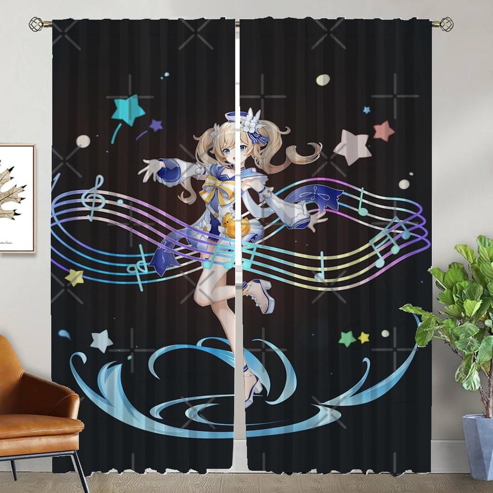 

Тюль для спальни Genshin Impact Кухонные шторы 2 штуки Занавеска на окно Хэллоуин Украшение Элегантные шторы для комнаты Перегородка W50xH70cmx2pcs-CL