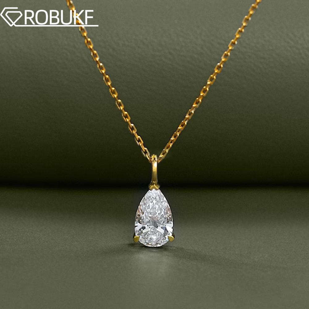 1CT 2CT Solitaire Moissanite Pendant Necklace for Women Pear/Oval/Marquise/Emerald Cut Lab Diamond S925 Silver Necklaces Jewelry